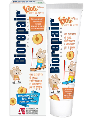 Biorepair儿童牙膏蜜桃味不含氟及有害成份防止蛀牙修护珐琅质