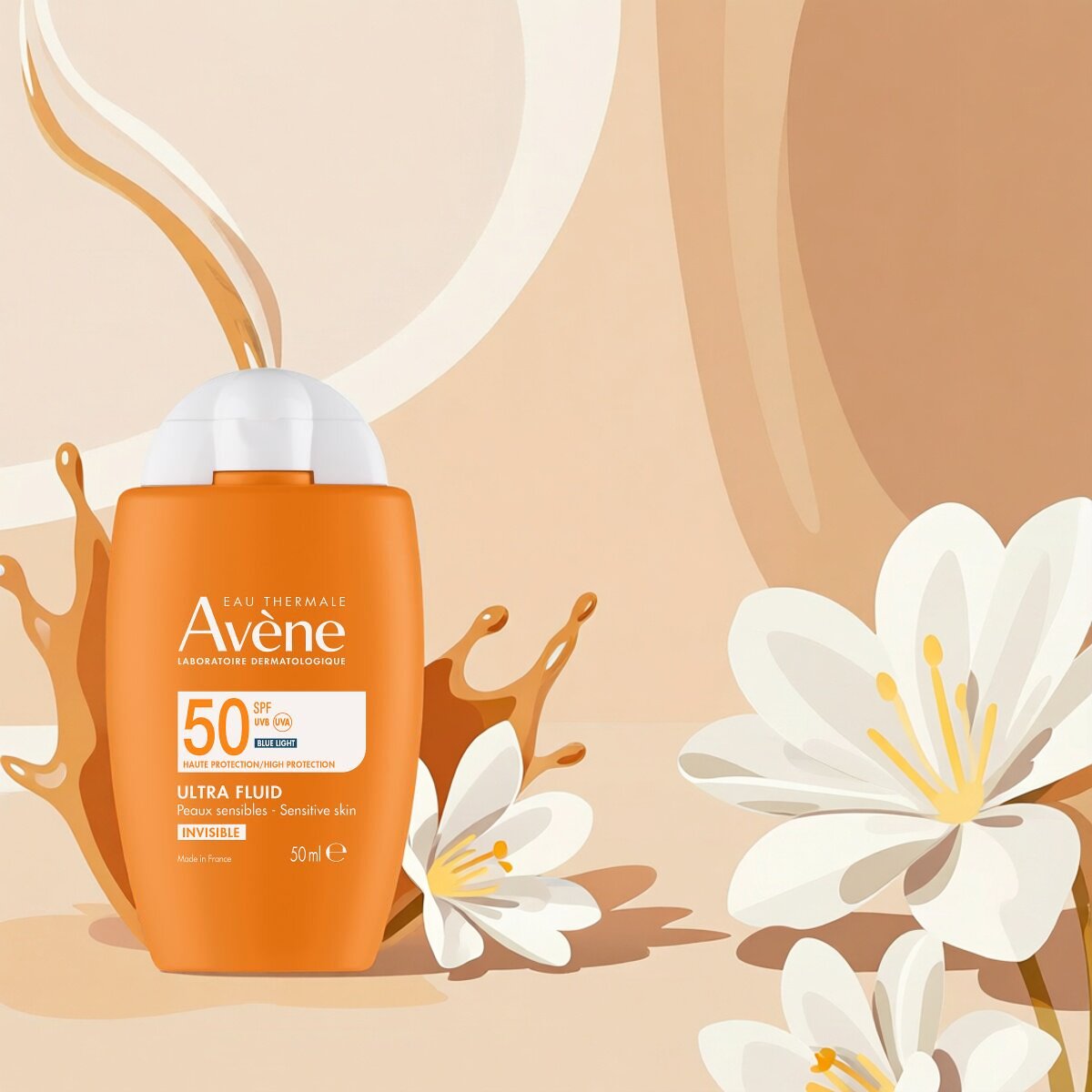 雅漾Avene高效透薄雾面蓝光防晒乳SPF50无香料50ml室内外日常通勤