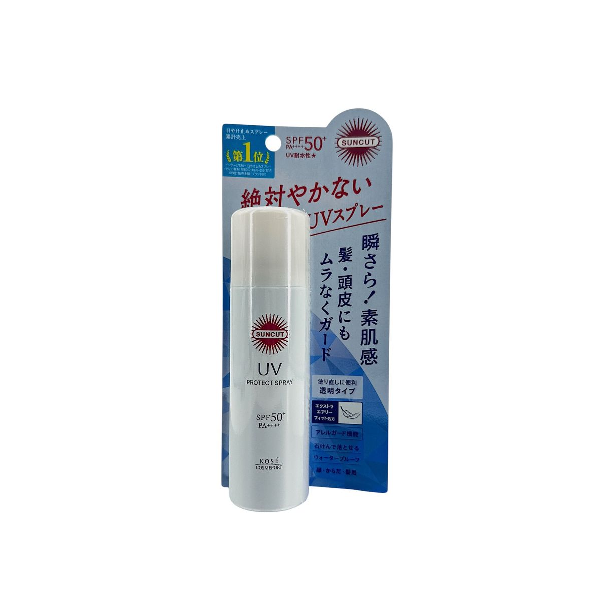 KOSE-SUNCUT防晒喷雾白瓶速干透明感SPF50+PA++++60g速干易吸收版