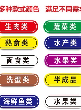 厨房食堂色标管理贴纸明档记号色彩容器牌子整理整改5常菜盆荤菜