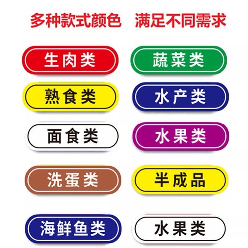 厨房食堂色标管理贴纸明档记号色彩容器牌子整理整改5常菜盆荤菜