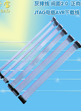灰排线 间距2.0 FC-10P/14/20P/40PJTAG电缆AVR下载线 正向 20CM
