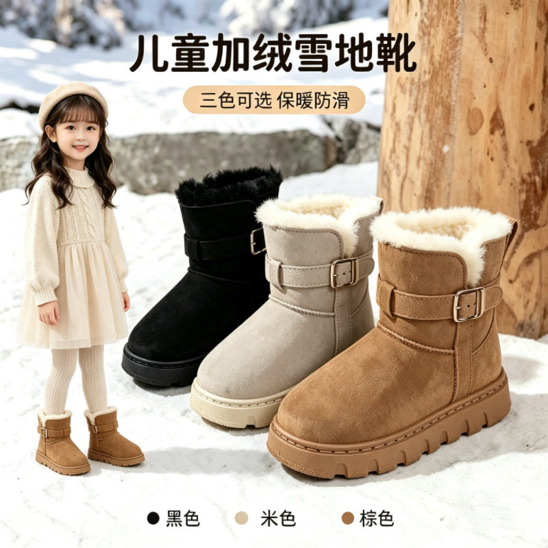 外贸儿童雪地靴2026秋冬新款男女