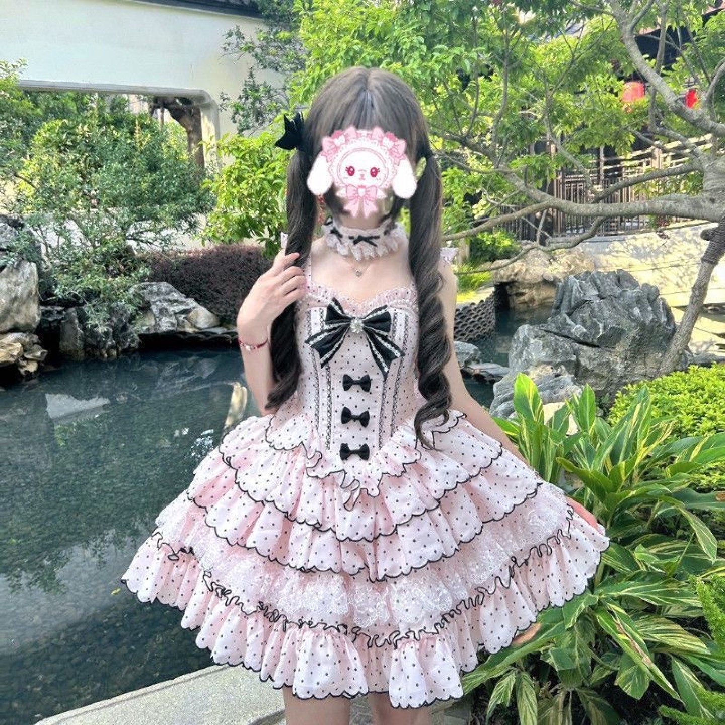 新款亿点点千金风全款链接波点公主裙Lolita裙子现货洋装吊带裙