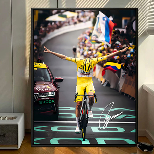 波加查挂画环法自行车范德普洱马克卡文装 饰画温格高环意大利相框