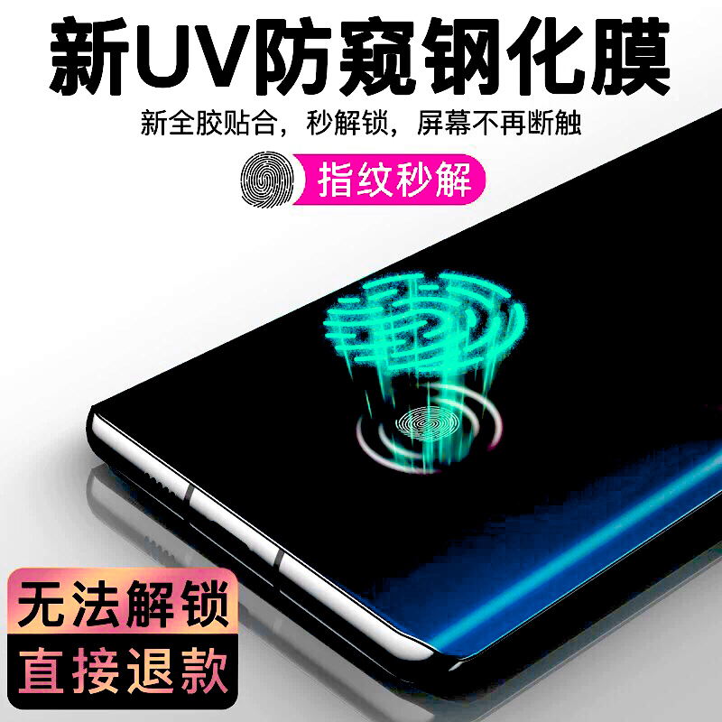 适用小米14Pro防窥UV钢化膜14ultra手机膜MIUI14全屏曲面覆盖划痕防爆摔抗指纹热弯硬玻璃高清蓝光磨砂滴胶膜