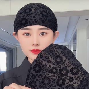 新款头巾帽子女回族蕾丝打底帽遮发帽洋气百搭收碎发内衬帽子