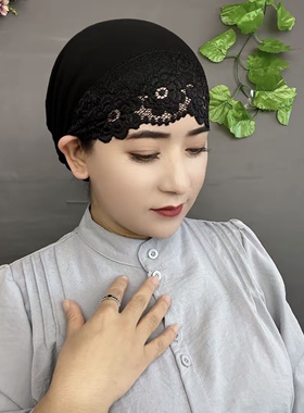 夏季女薄款蕾丝镂空无檐打底帽