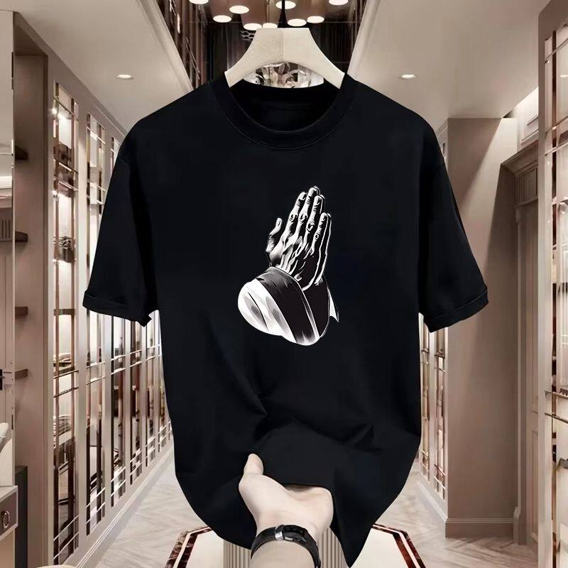 男士t恤痞帅美式重磅纯棉短袖T恤夏季ins潮牌圆领宽松半袖上衣潮