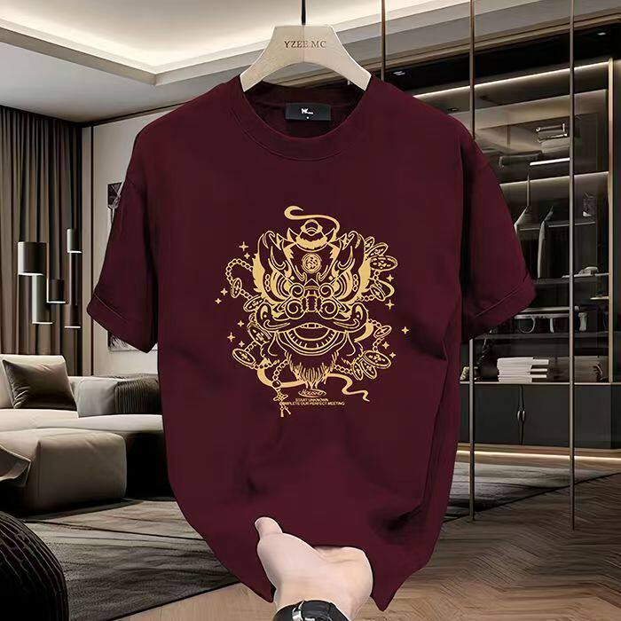 男士t恤痞帅美式重磅纯棉短袖T恤夏季ins潮牌圆领宽松半袖上衣潮