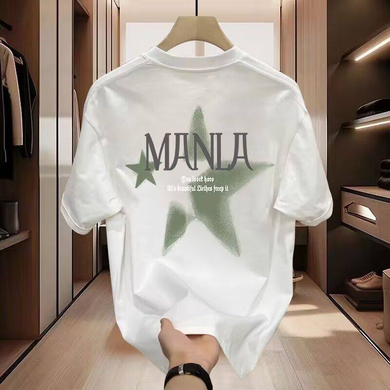 男士t恤痞帅美式重磅纯棉短袖T恤夏季ins潮牌圆领宽松半袖上衣潮