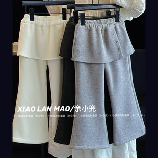 休闲加厚长裤 儿童巨软屁帘加绒喇叭裤 子 25年冬季 女童仿羊绒糯米裤