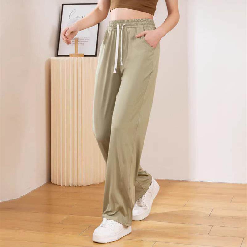 冰丝夏天薄款窄版阔腿女裤子新款防晒潮垂感运动速干小个子休闲裤