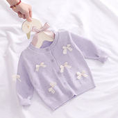 春夏装 婴儿毛衣外套公主镂空薄款 纯棉宝宝空调衫 2026女童针织开衫