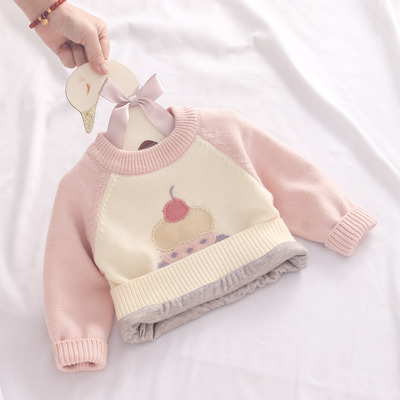 女童毛衣加绒加厚宝宝针织衫