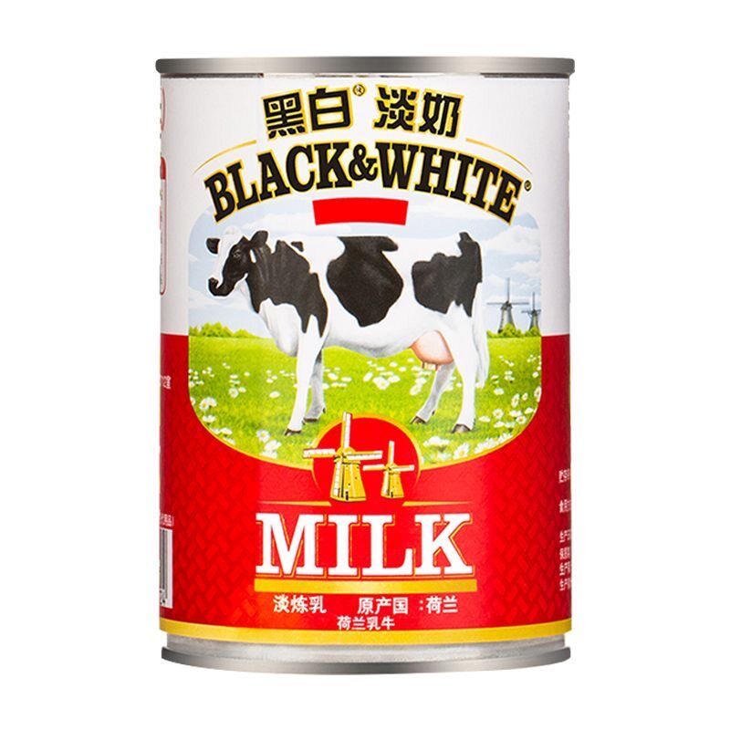荷兰进口黑白淡奶400g全脂淡奶淡炼乳蛋挞液蛋糕港式丝袜奶茶原料