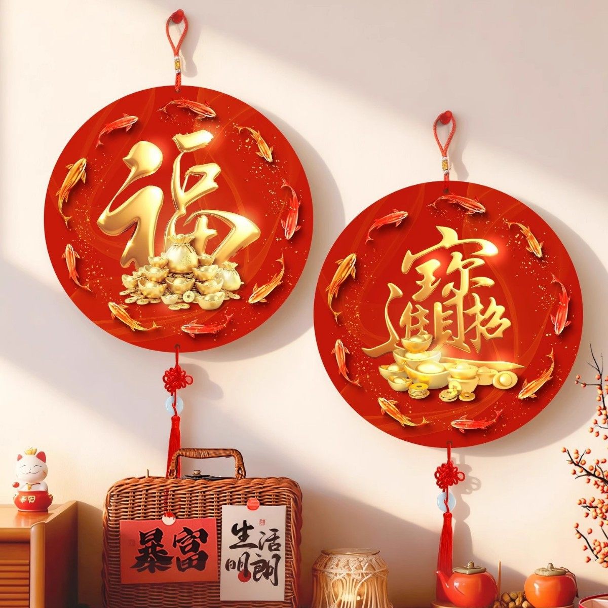 2026马年福字入户客厅装饰画新年电视背景墙春节店铺挂画喜庆挂饰