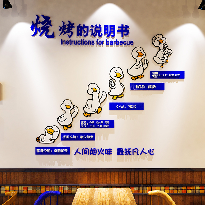 工业风烧烤店墙面装饰创意文字网红夜市大排档烤肉店楼梯墙壁贴画图片