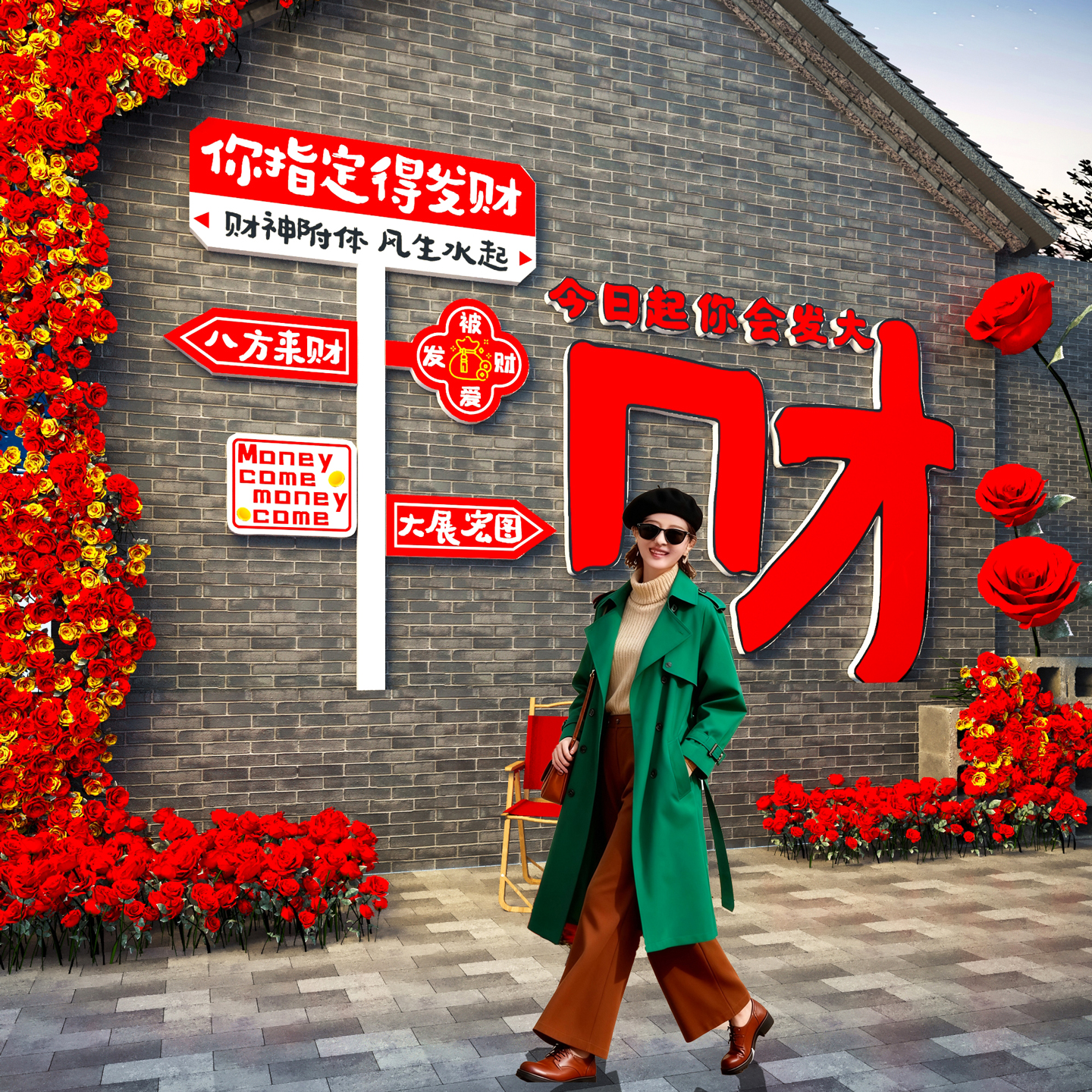 【2026发财墙贴】新年装饰打卡墙