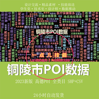 铜陵市POI数据 SHP+CSV 高德数据源 已纠偏 2023新版 POI兴趣点