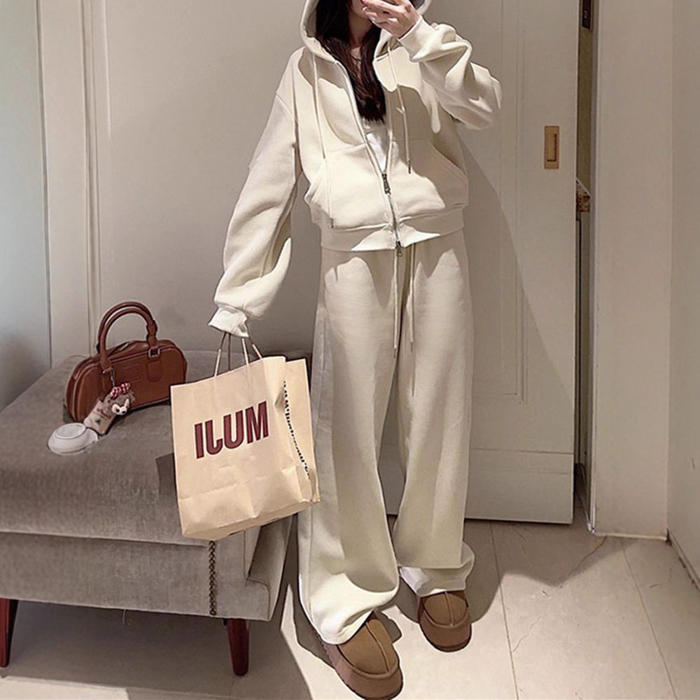 盐系减龄连帽卫衣运动套装女秋季宽松韩版学生时尚洋气休闲