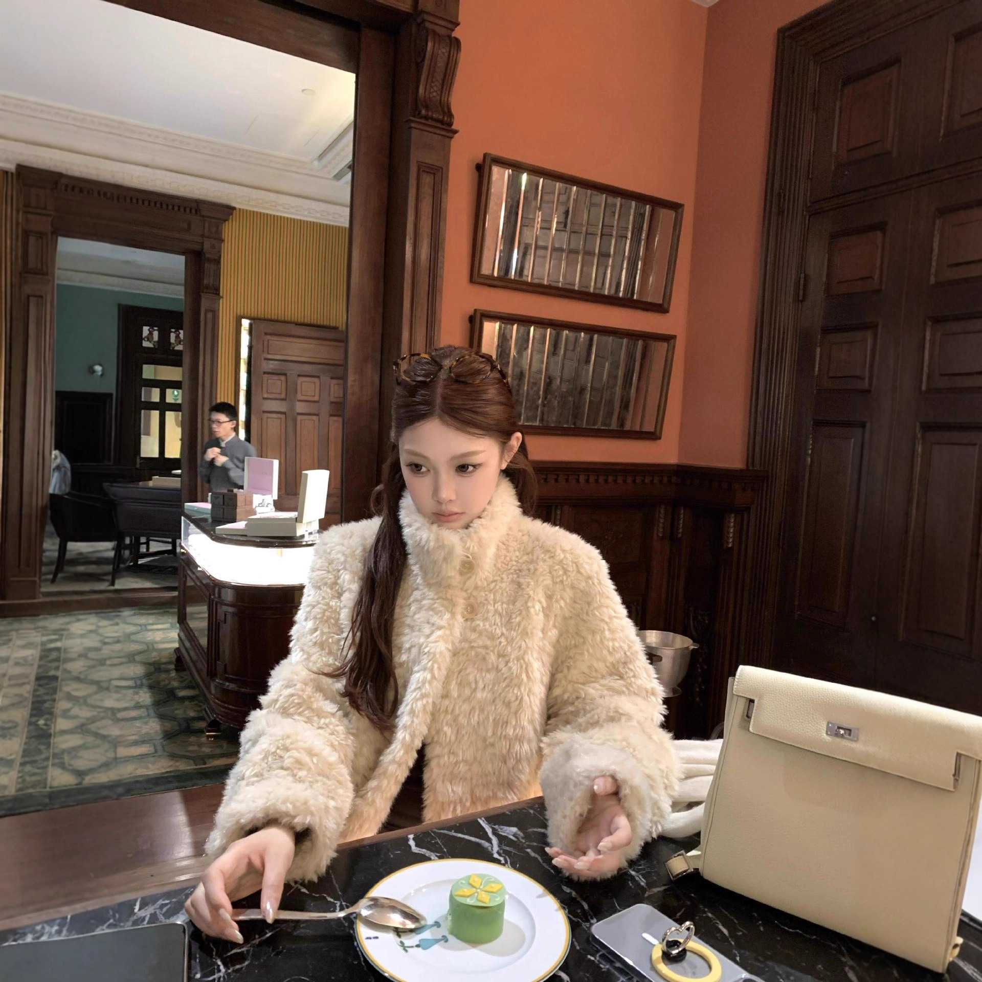 富人区4.0 款皮毛一体外套女立领中长款休闲风保暖仿皮草毛毛