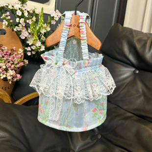 五只小白熊原创宠物衣服夏季新款小清新碎花吊带裙子狗狗猫咪裙子