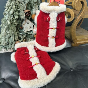 五只小白熊宠物衣服秋冬新款汉服新中式过年新年马甲狗狗猫咪外套