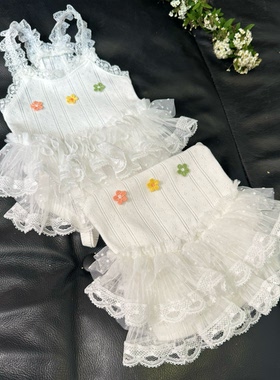 五只小白熊原创宠物衣服春夏新白色蕾丝婚纱裙包肚衣狗狗猫咪裤子