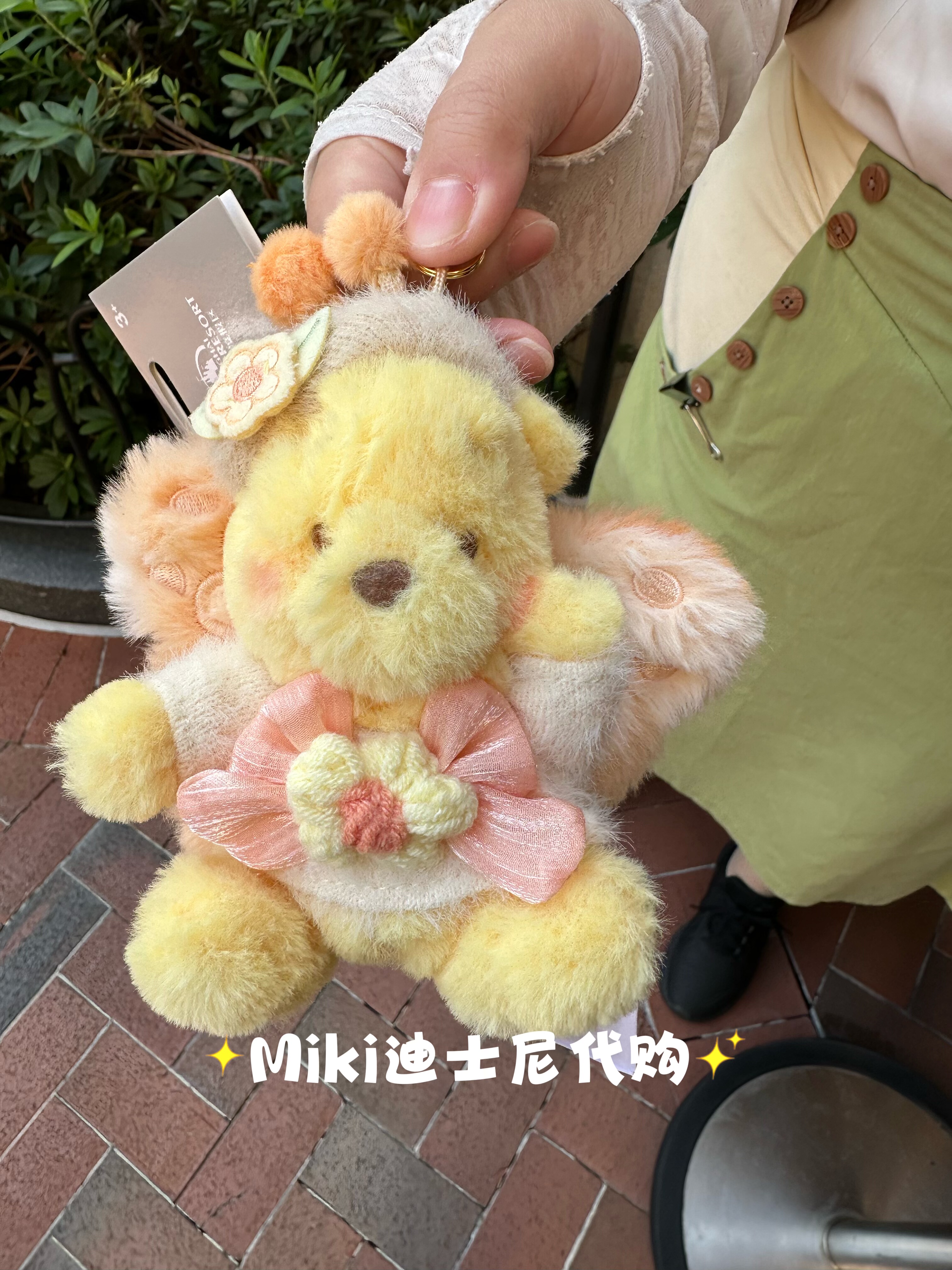 上海迪士尼国内代购蝴蝶小熊维尼噗噗毛绒公仔玩偶钥匙扣挂件