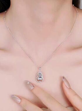 990纯银葫芦项链女轻奢小众简约梦幻圆形锁骨链