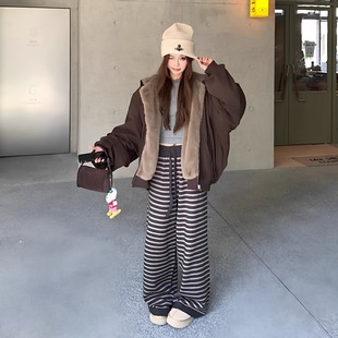 棉服女2025冬季新款两面穿美拉德加绒棉衣棉袄座山雕派克服厚外套