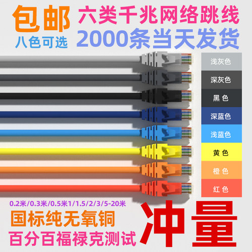 千兆六类高速宽带成品网络跳线