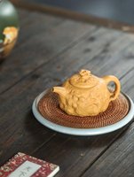 紫砂壺供春壺，茶具，純手工，原礦段泥,260cc黃金段宜興紫砂壺