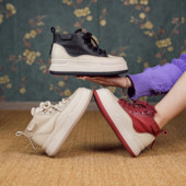 格调 厚底网红休闲鞋 真皮高帮百搭小白鞋 新款 13125 女款