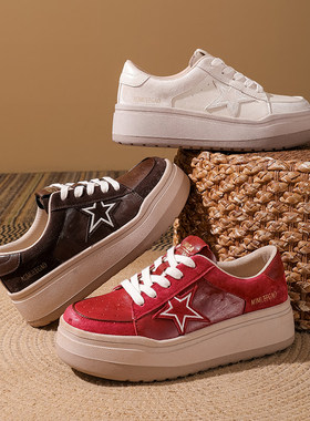 2026春新款小白鞋百搭休闲鞋厚底3.5cm德训鞋运动鞋透气女鞋25575