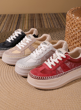 春季新款潮流百搭新年红色休闲透气板鞋女鞋25562