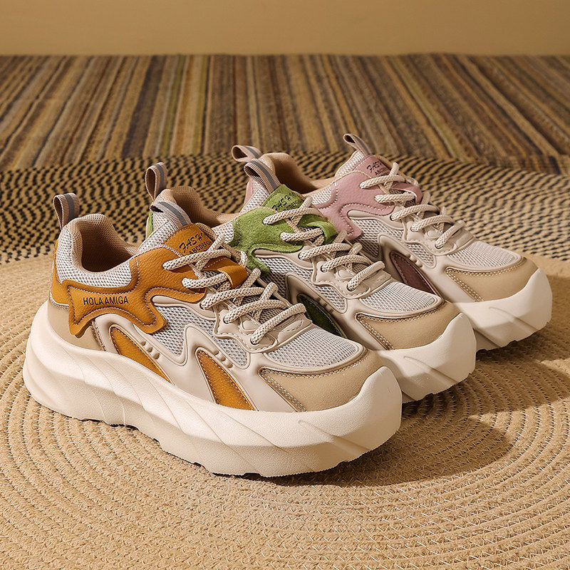 女款厚底透气网面拼色休闲运动鞋百搭增高82338,女鞋,老爹鞋,淘宝优惠券,粉丝福利购,淘宝优惠卷