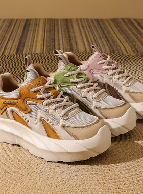 女款厚底透气网面拼色休闲运动鞋百搭增高82338