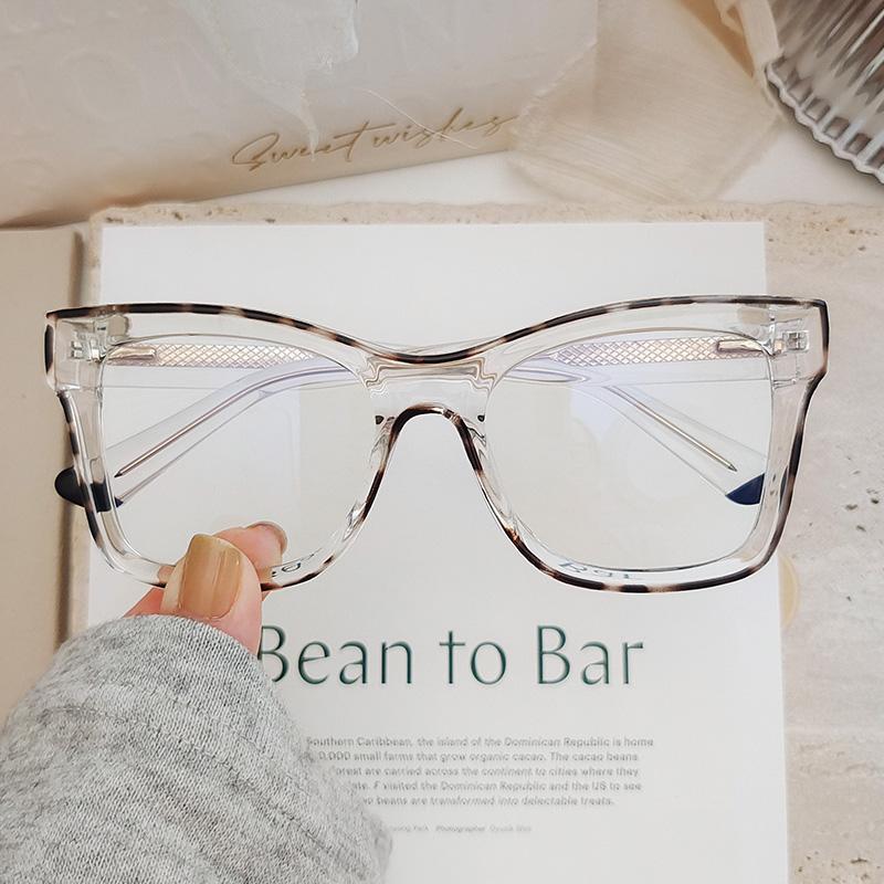 素颜透明镜架大框可配近视眼镜片