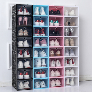 盒 家用塑料抽屉式 鞋 12个装 柜式 透明鞋 盒鞋 收纳盒子 加厚翻盖式