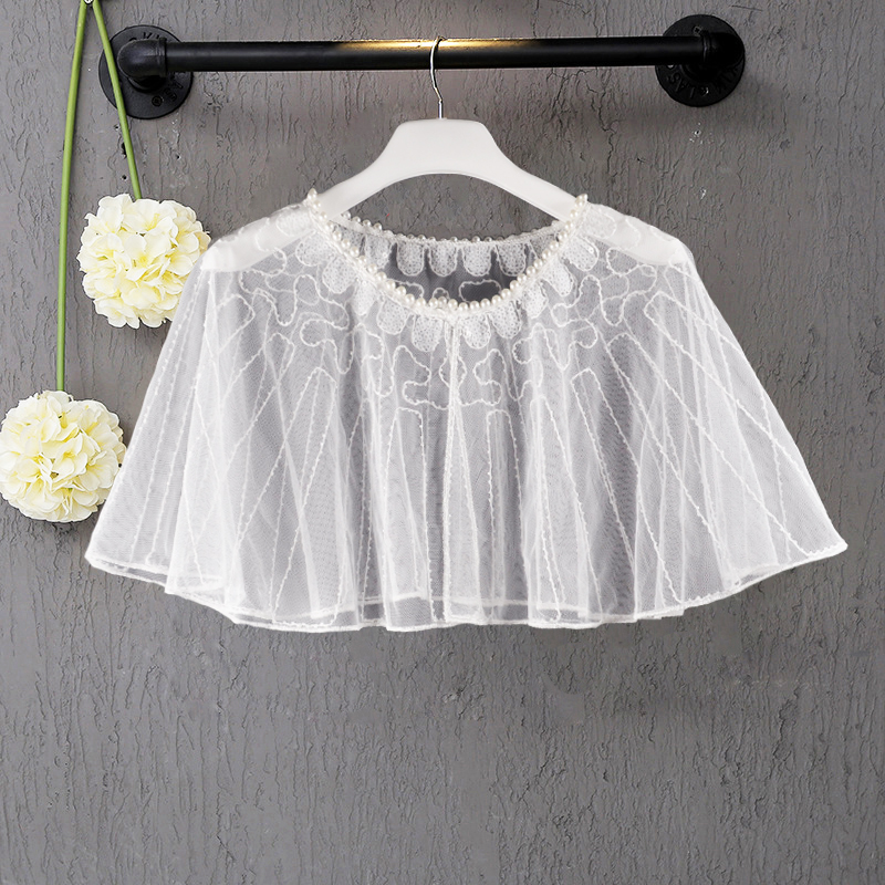 女童蕾丝斗篷2024夏季新款女孩网纱裙外搭披风中大童亮片钉珠披肩