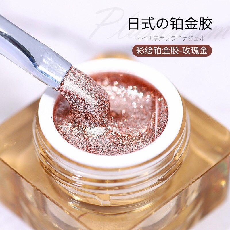 美甲铂金胶2023年新款日式爆闪甲油胶高密度可彩绘拉线金属胶
