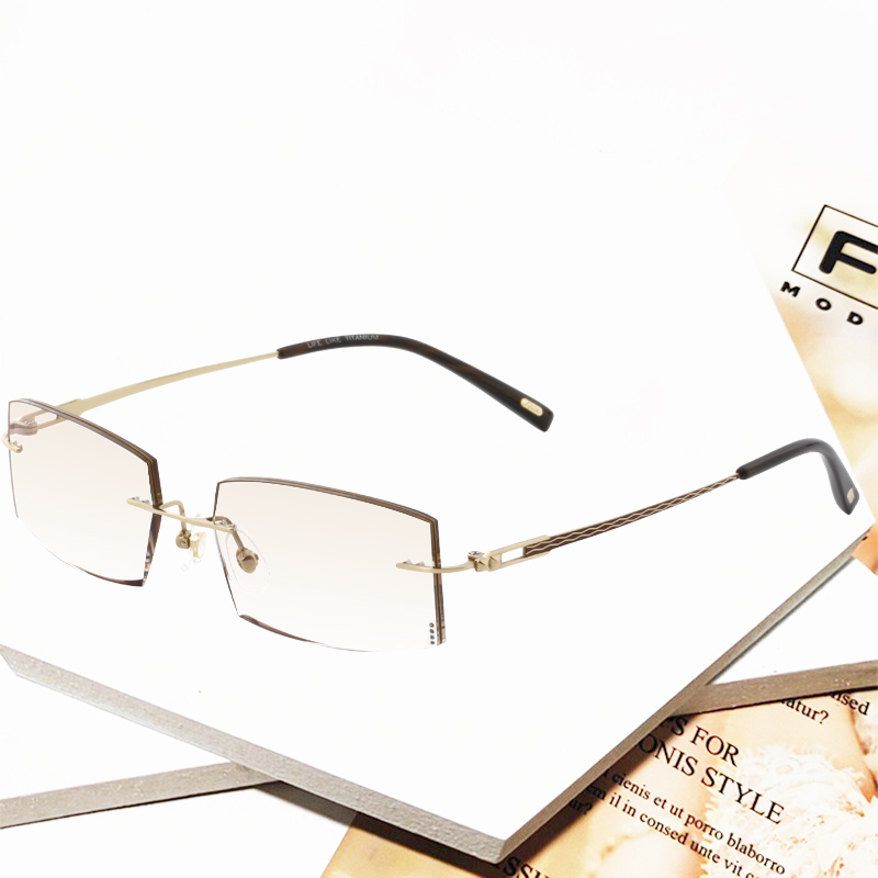 魅影凡客生活3493无框钻石切边近视有度数时尚商务茶色眼镜男款