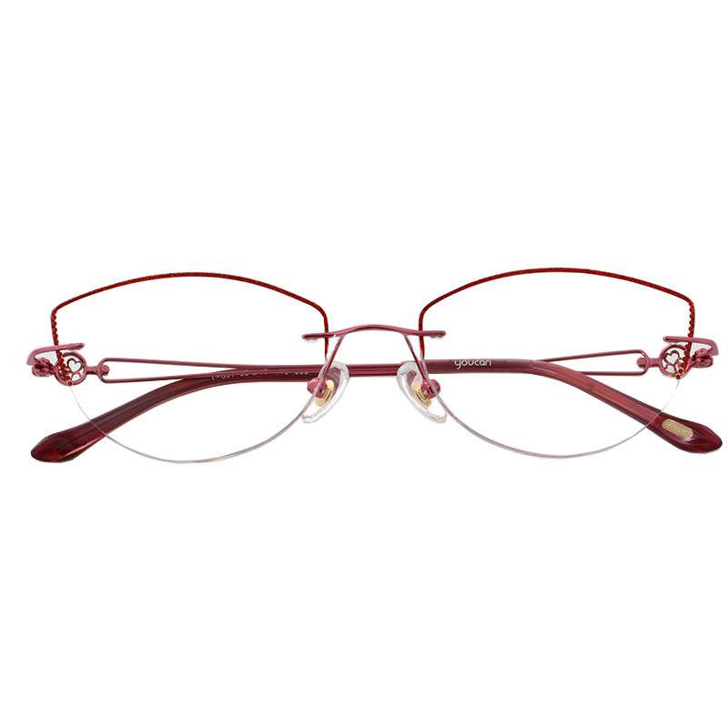 魅影云克5860无框钻石切边近视有度数时尚简约超轻树脂眼镜女