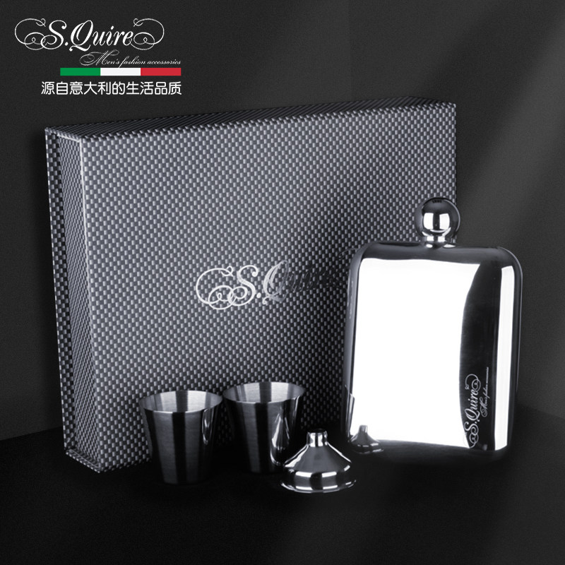 squire304加厚食品级不锈钢高档小酒壶6盎司随身便携白酒迷你户外