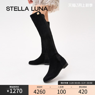 时尚 STELLA 秋冬新款 LUNA女鞋 5050长靴子黑色长筒过膝靴子长筒靴