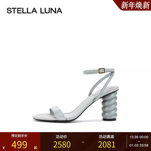 新款 夏季 羊皮圆头链条高跟鞋 一字带休闲时装 STELLA 凉鞋 LUNA女鞋
