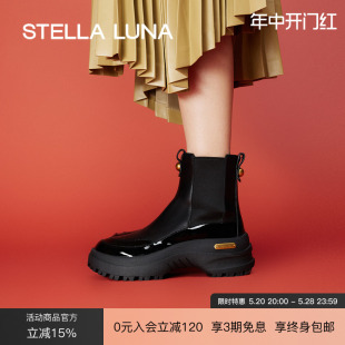 春秋新款 短靴户外中筒黑色增高厚底时尚 LUNA女鞋 STELLA 切尔西靴