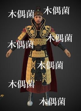 c4d fbx格式骨骼绑定古风宫廷侍卫人物男模型文件 非实物C310